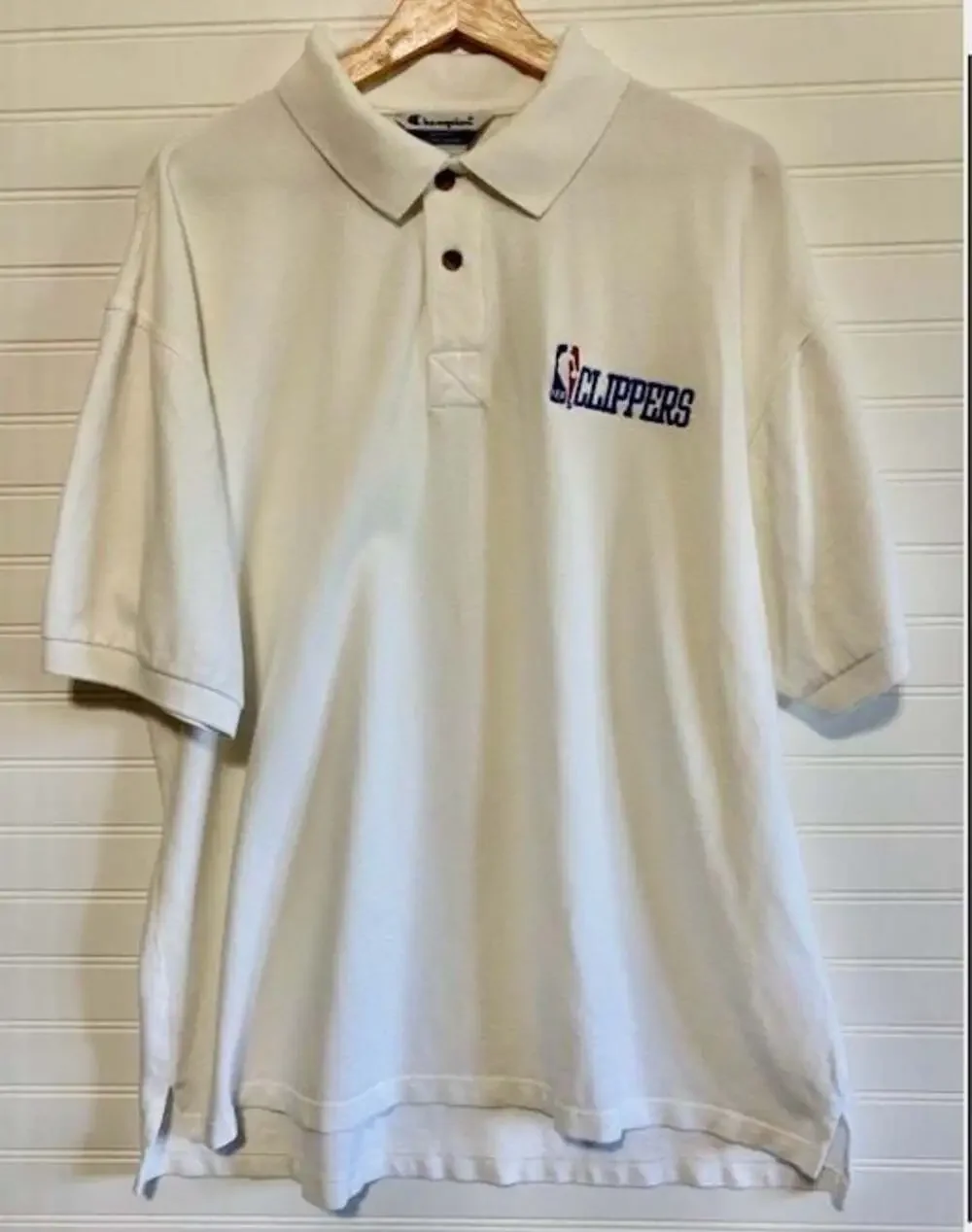 Vintage Champion NBA Los Angeles Clippers Polo Shirt White XL Sports Streewear